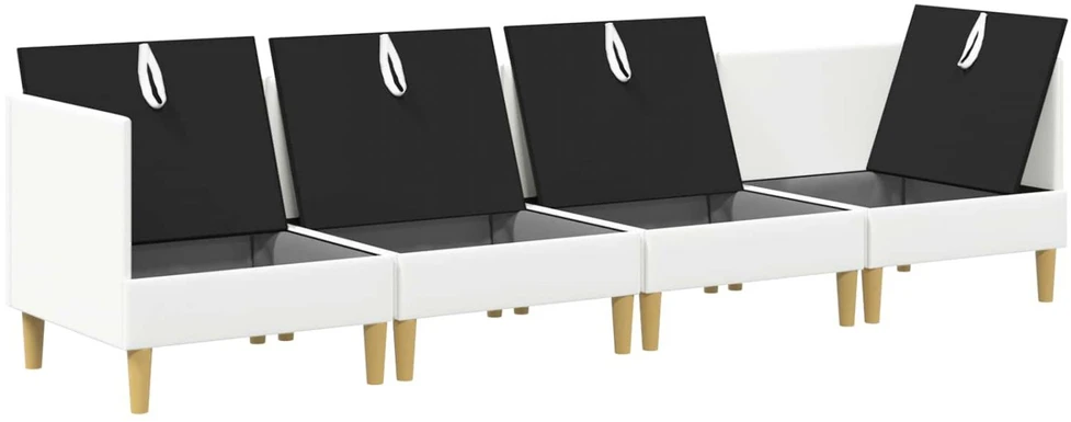 Modulinė sofa su laikymo vieta 4 vnt. Balta Audinys
