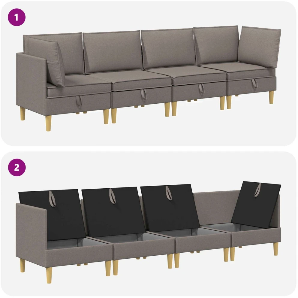 Modulinė sofa su laikymo vieta 4 vnt. Taupe Audinys