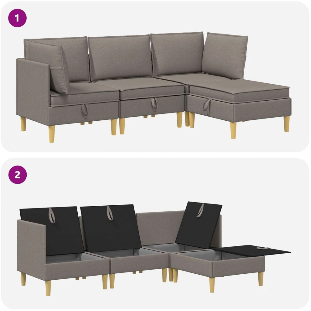 Modulinė sofa su laikymo vieta 4 vnt. Taupe Audinys