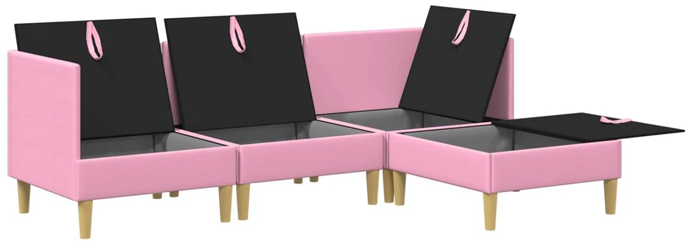 Modulinė sofa su laikymo vieta 4 vnt. Rožinė Audinys