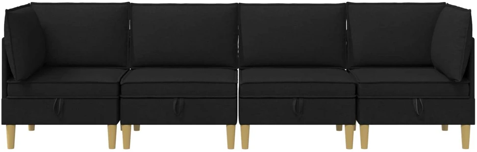 Modulinė sofa su laikymo vieta 4 vnt. Juoda Audinys