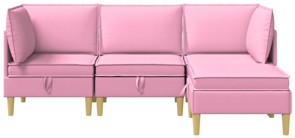 Modulinė sofa su laikymo vieta 4 vnt. Rožinė Audinys