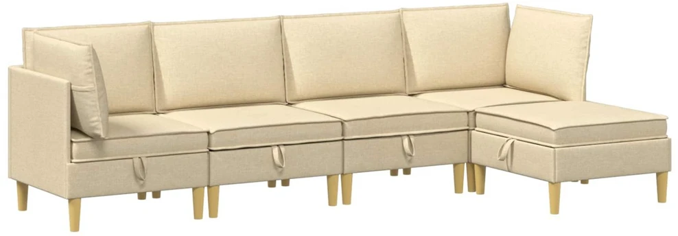 Modulinė sofa su laikymo vieta 5 vnt. Kreminė Audinys
