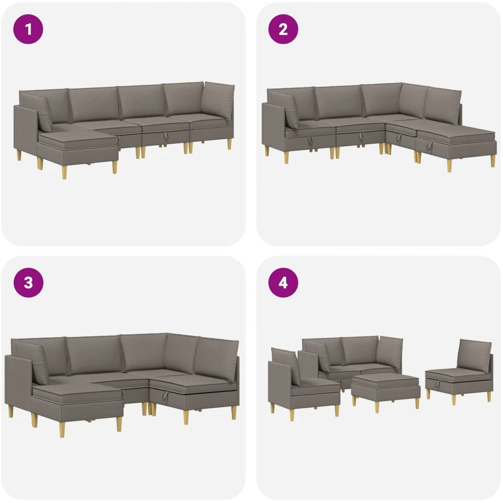 Modulinė sofa su laikymo vieta 5 vnt. Taupe Audinys