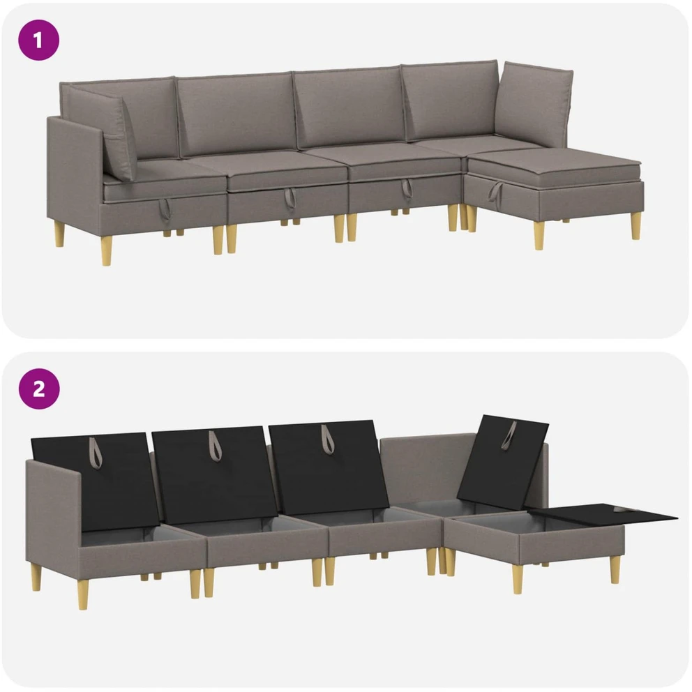 Modulinė sofa su laikymo vieta 5 vnt. Taupe Audinys