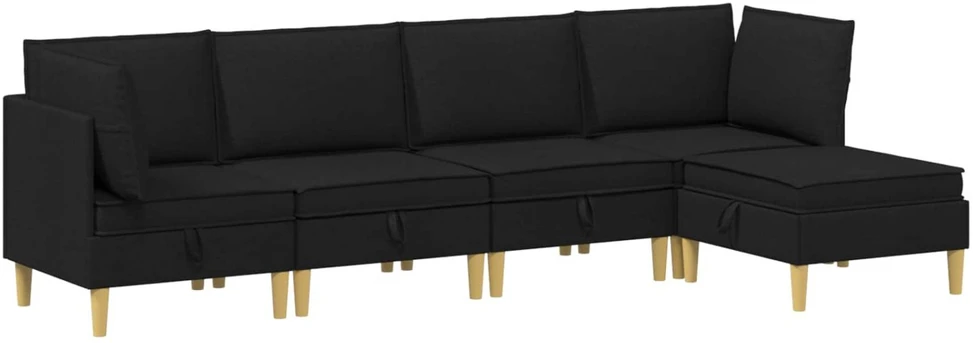 Modulinė sofa su laikymo vieta 5 vnt. Juoda Audinys