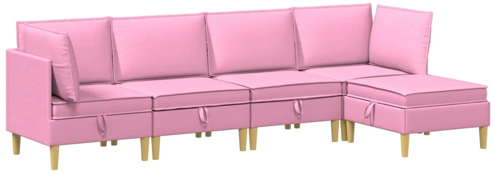 Modulinė sofa su laikymo vieta 5 vnt. Rožinė Audinys