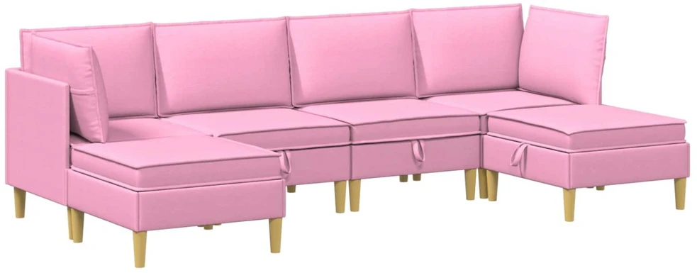Modulinė sofa su laikymo vieta 6 vnt. Rožinė Audinys