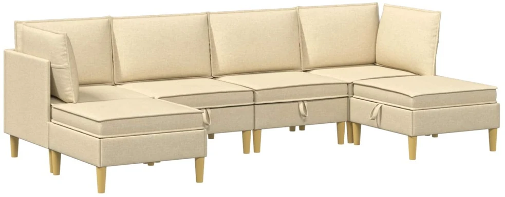 Modulinė sofa su laikymo vieta 6 vnt. Kreminė Audinys