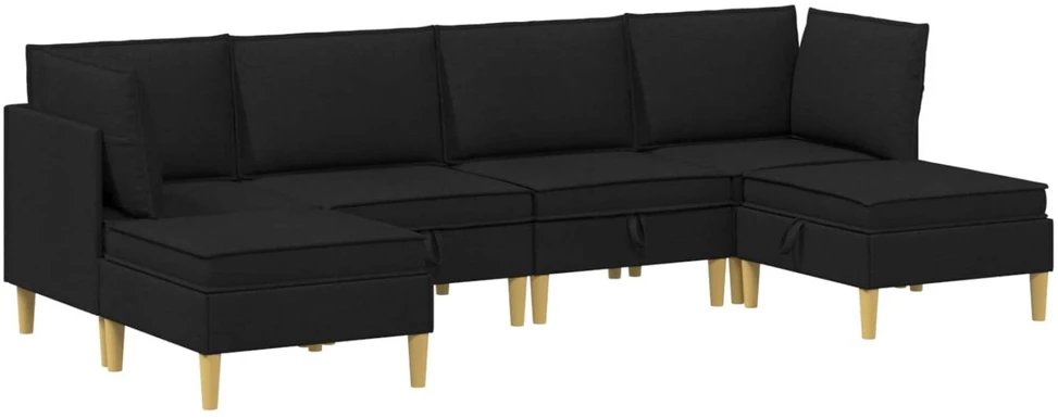 Modulinė sofa su laikymo vieta 6 vnt. Juoda Audinys