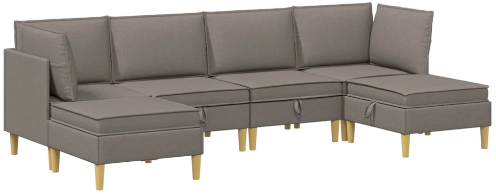 Modulinė sofa su laikymo vieta 6 vnt. Taupe Audinys