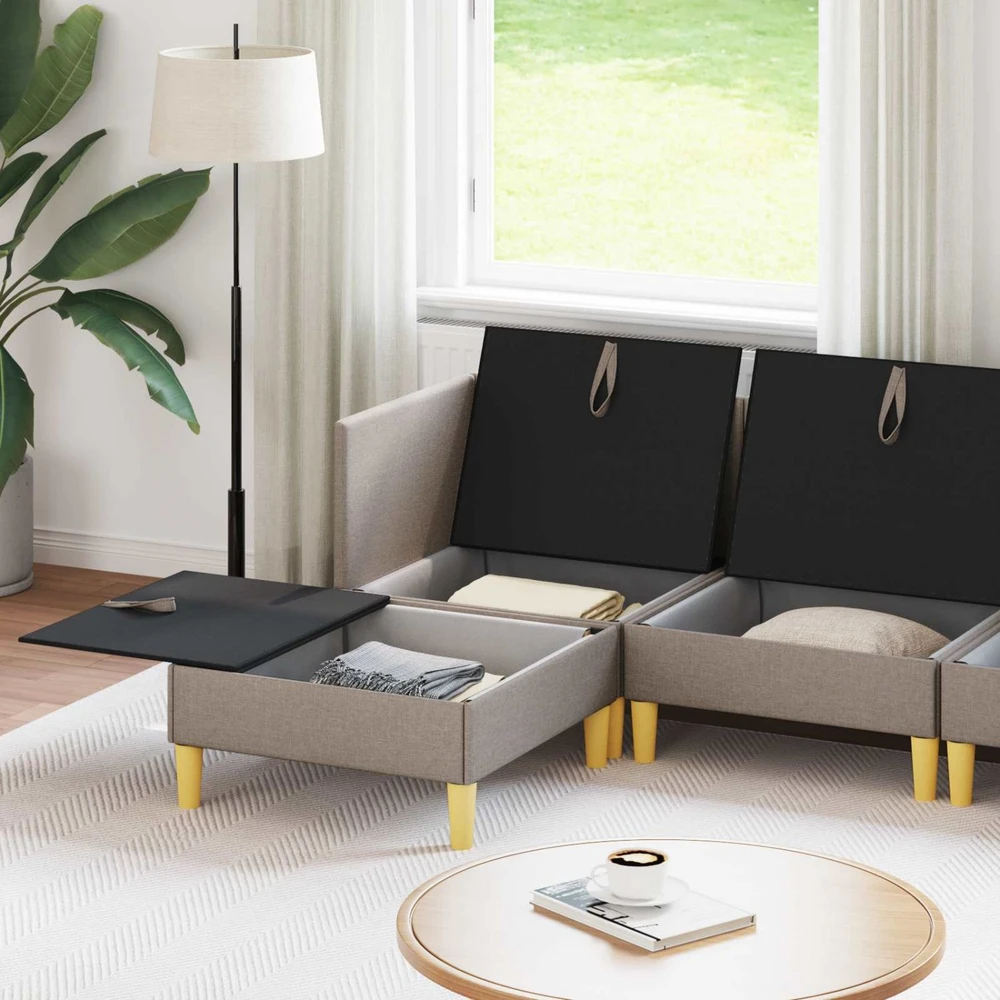 Modulinė sofa su laikymo vieta 6 vnt. Taupe Audinys