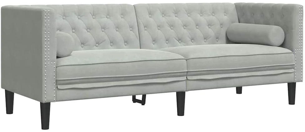 Svetainės sofa 2 vnt. Šviesiai pilka Aksomas