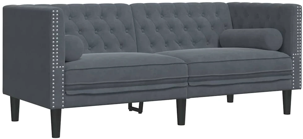 Svetainės sofa 2 vnt. Tamsiai pilka Aksomas