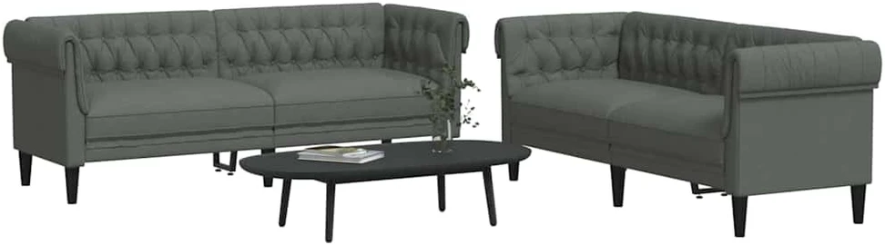 Svetainės sofa 2 vnt. Tamsiai pilka audinys