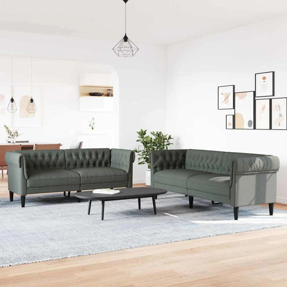 Svetainės sofa 2 vnt. Tamsiai pilka audinys
