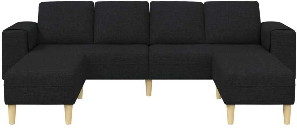Svetainės sofa 3 vnt. Juoda Poliesteris
