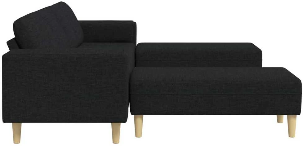Svetainės sofa 3 vnt. Juoda Poliesteris