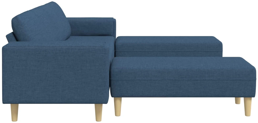 Svetainės sofa 3 vnt. Mėlyna Poliesteris