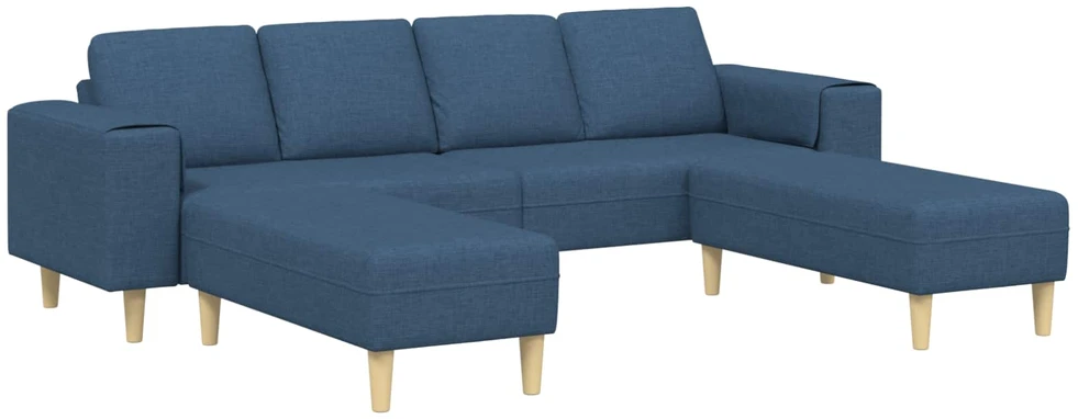 Svetainės sofa 3 vnt. Mėlyna Poliesteris