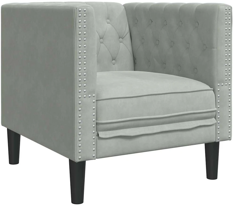 Svetainės sofa 3 vnt. Šviesiai pilka Aksomas