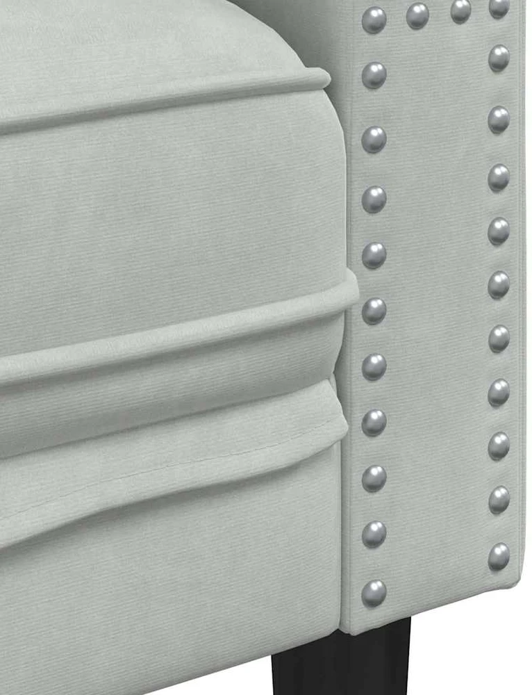 Svetainės sofa 3 vnt. Šviesiai pilka Aksomas