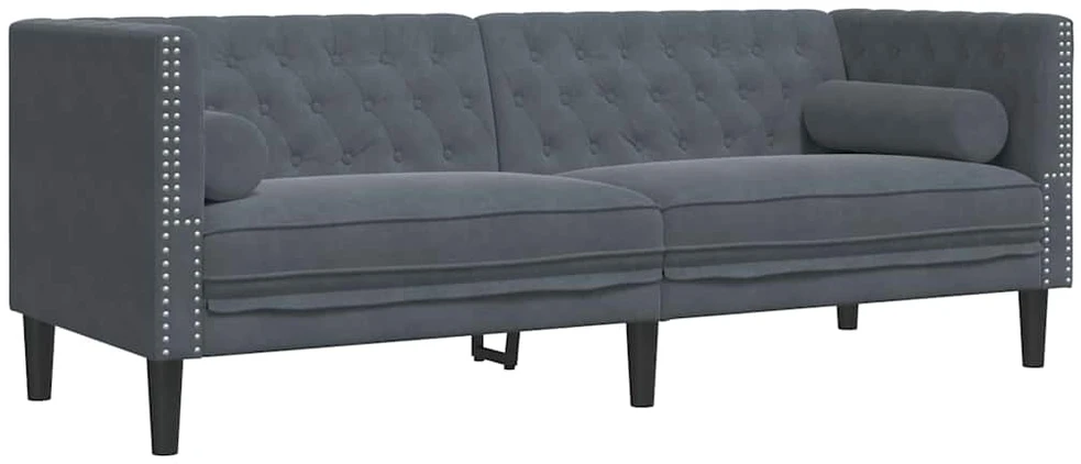Svetainės sofa 3 vnt. Tamsiai pilka Aksomas