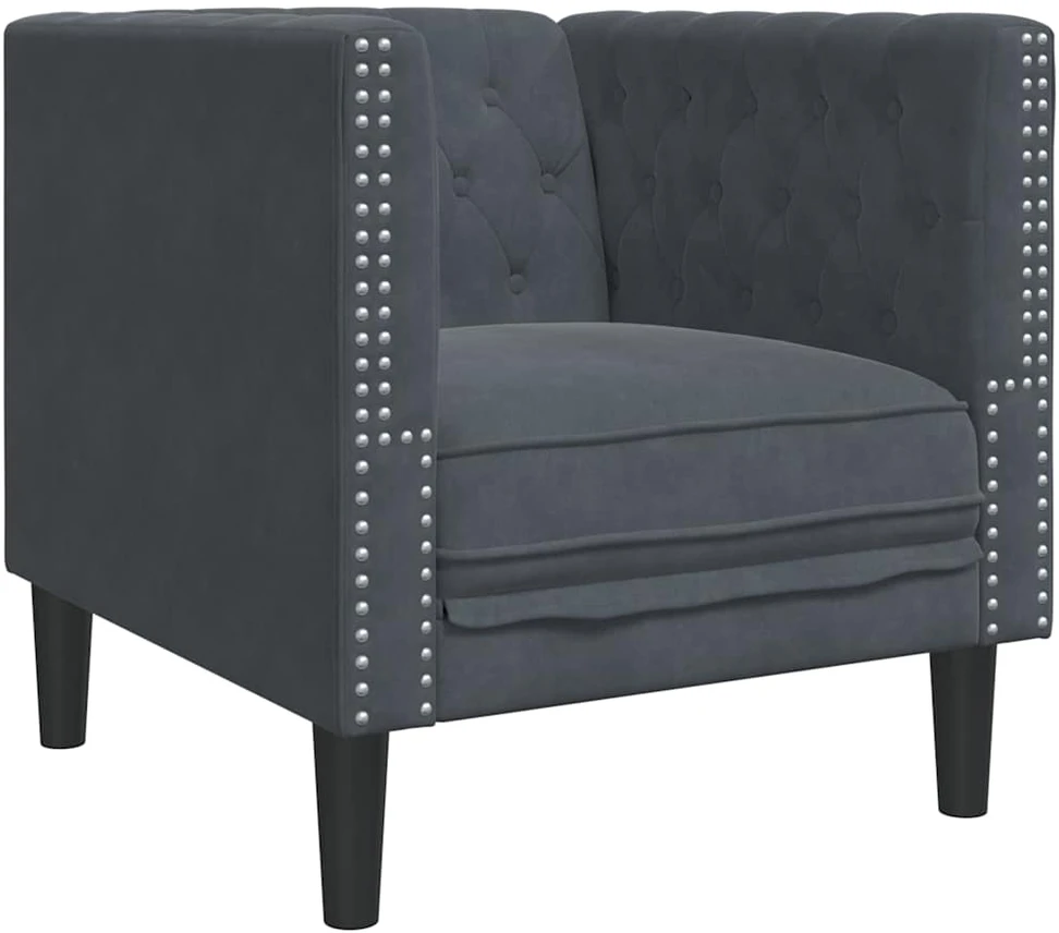 Svetainės sofa 3 vnt. Tamsiai pilka Aksomas