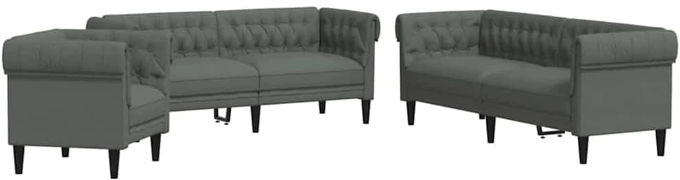 Svetainės sofa 3 vnt. Tamsiai pilka audinys