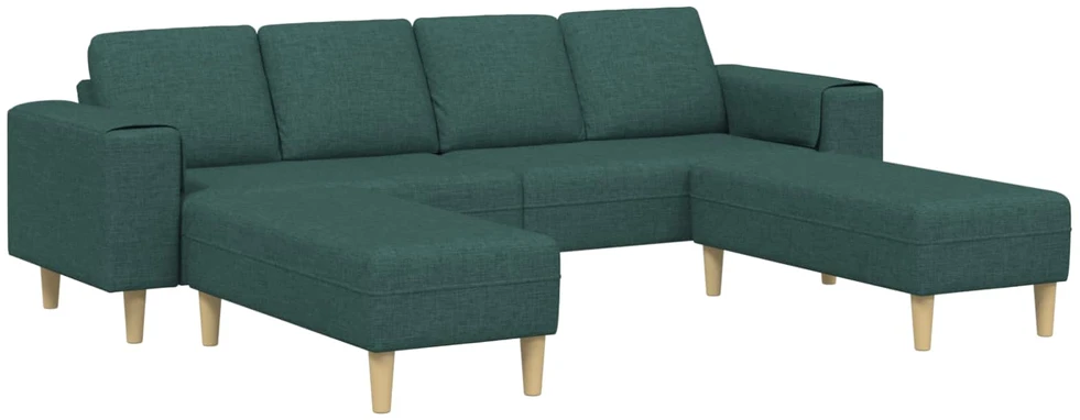 Svetainės sofa 3 vnt. Tamsiai žalia Poliesteris