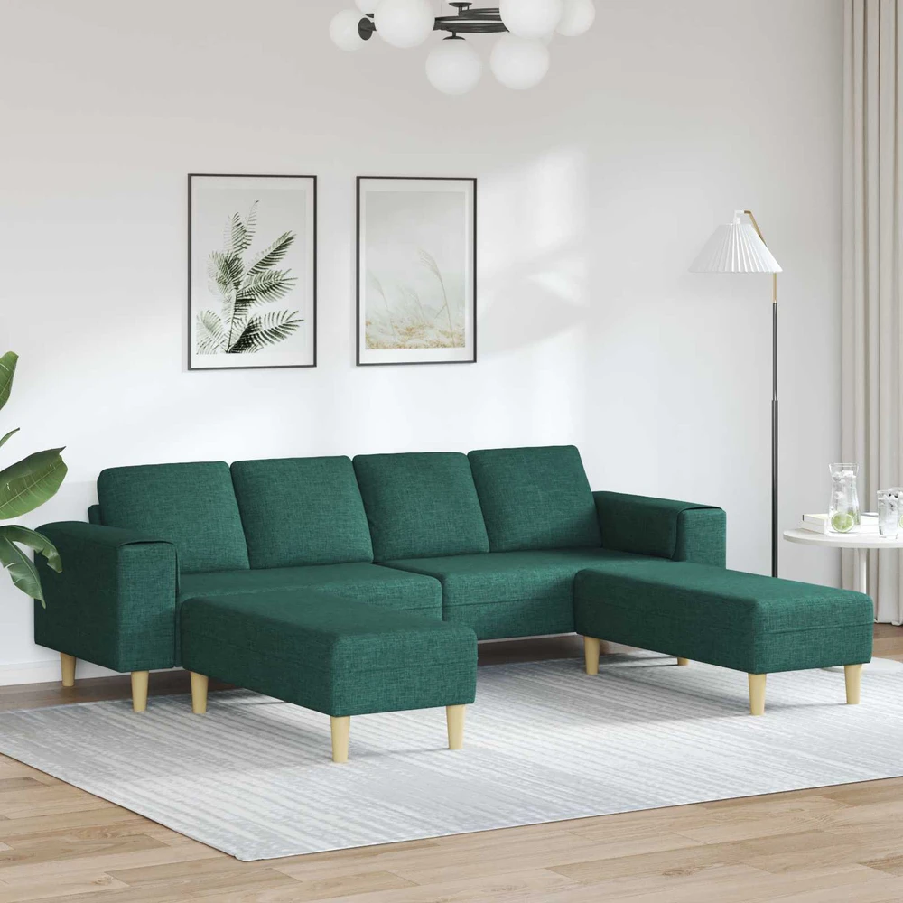 Svetainės sofa 3 vnt. Tamsiai žalia Poliesteris