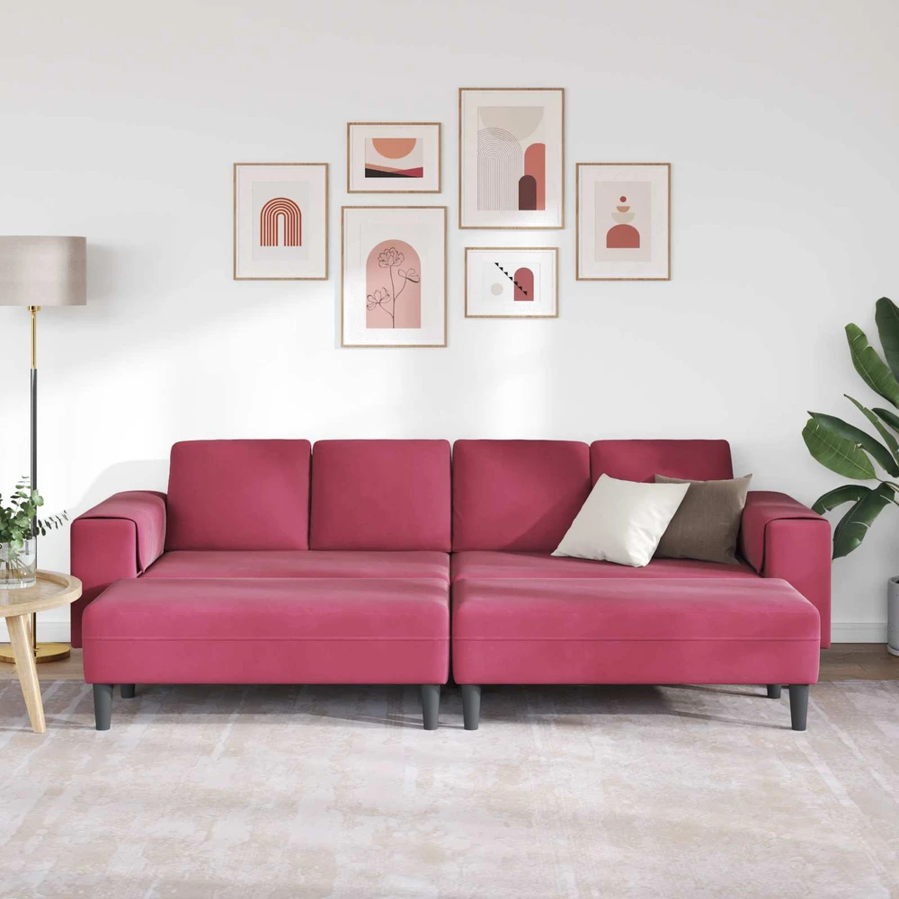 Svetainės sofa 3 vnt. Vyno raudona