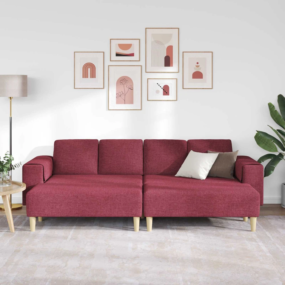 Svetainės sofa 3 vnt. Vyno raudona Poliesteris
