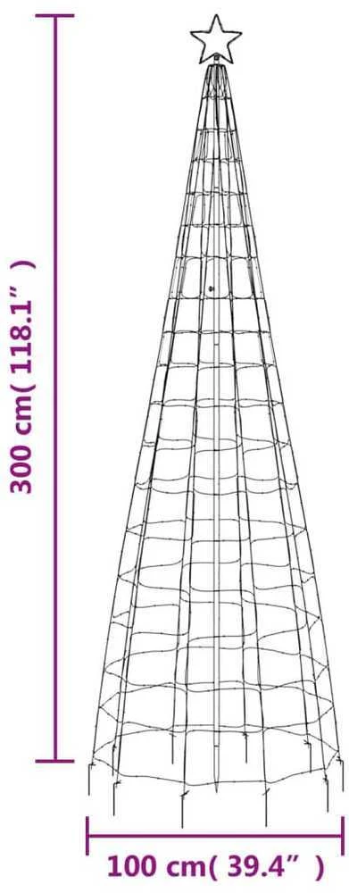 Šviečianti Kalėdų eglutė, 300cm, 570 šiltų LED, kūgio formos