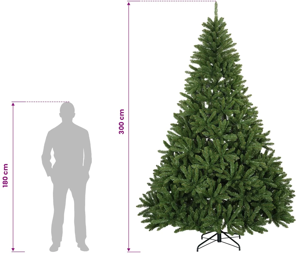 Šviesiai žalia dirbtinė Kalėdų eglutė su žaisliuku 300 cm