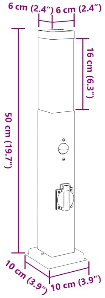 Pakabinamas šviestuvas Šviestuvai su jutikliu ir lizdu, 3 vnt., 50 cm, nerūdijantis plienas, IP44