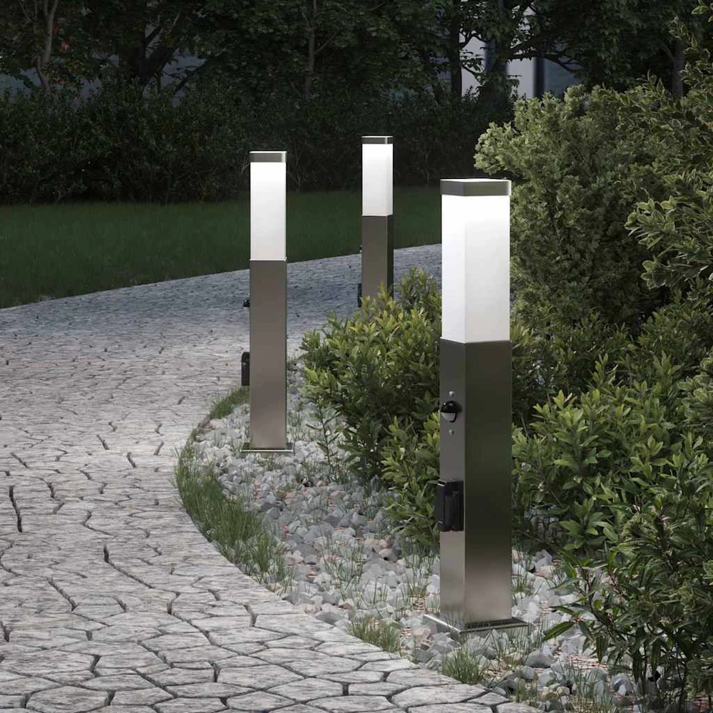 Pakabinamas šviestuvas Šviestuvai su jutikliu ir lizdu, 3 vnt., 50 cm, nerūdijantis plienas, IP44