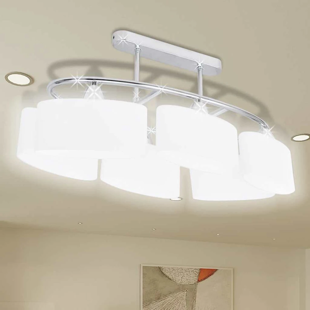 Lubinis šviestuvas Šviestuvas su Stikliniais Elipsoido Formos Gaubtais, 6 E14 Lemputės