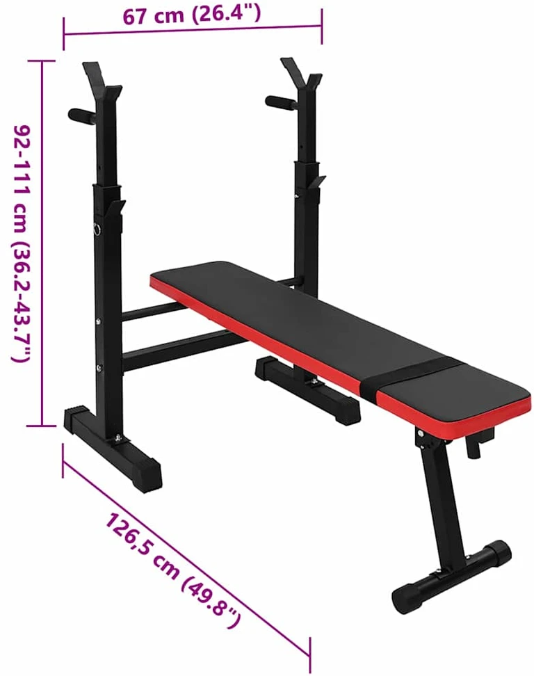 VidaXL Svorio suoliukas Juoda 126.5 x 67 x 111 cm