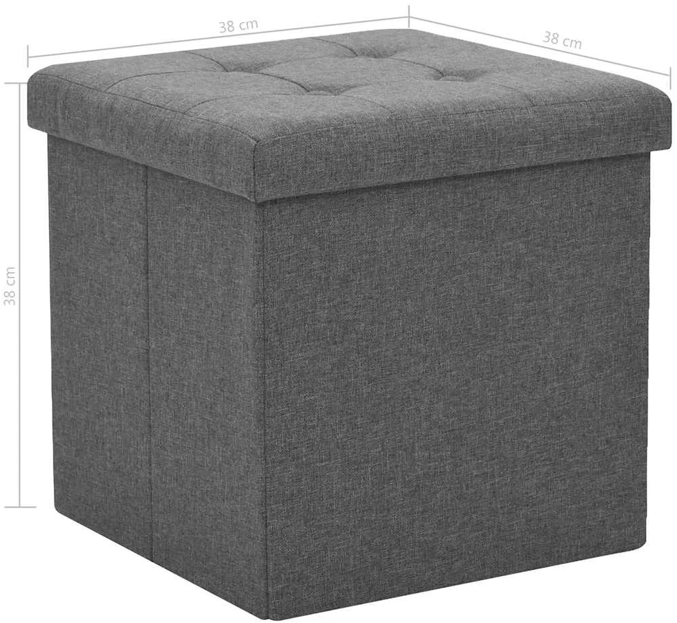 Taburetė-daiktadėžė, 2vnt., pilka, sulankstoma, dirbtinė oda