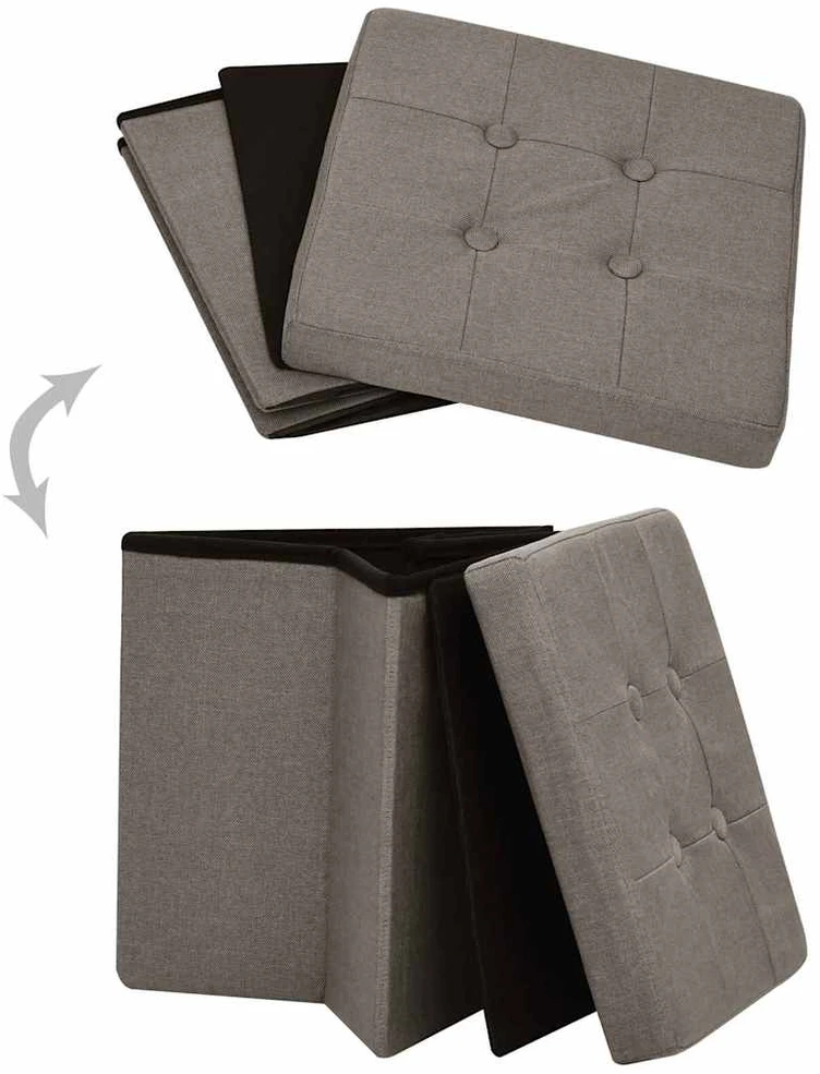Taburetės-daiktadėžės, 2vnt., taupe, dirbtinis linas