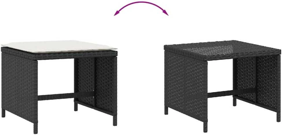 Taburetės su pagalvėmis, 4vnt., juodos, 40x40x35cm, poliratanas