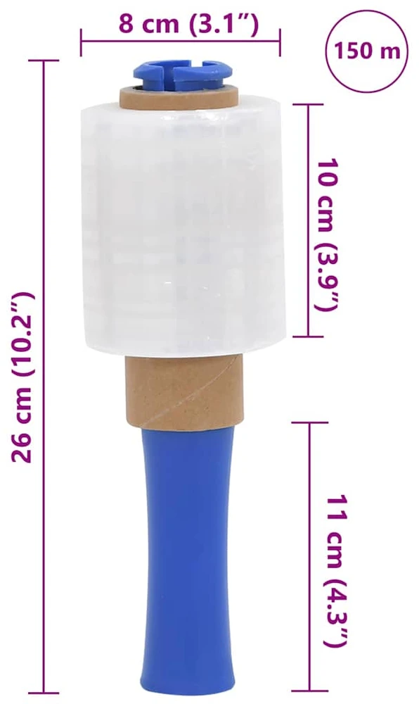 Tampri plėvelė su rankena, 10 vnt., skaidri, 23 µm, 10 cm x 150 m
