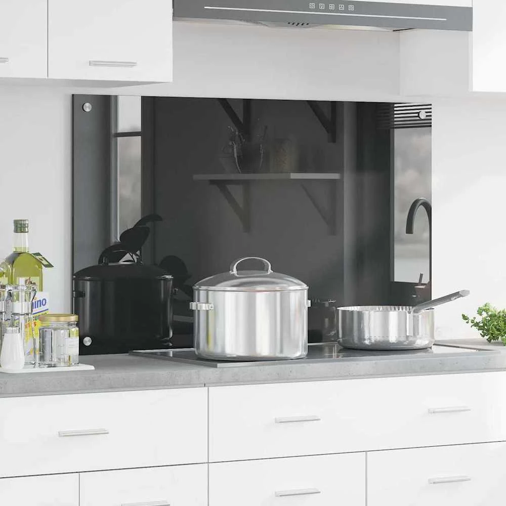 Virtuvės atbraila Tamsiai pilka 100 x 60 cm grūdintas stiklas