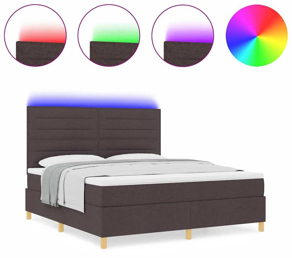 LED Čiužinio Lova Tamsiai rudas 180 x 200 cm audinys