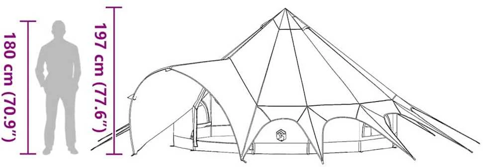 Teepee palapinė 3 asmenims 3 asmeniui Pilka ir oranžinė