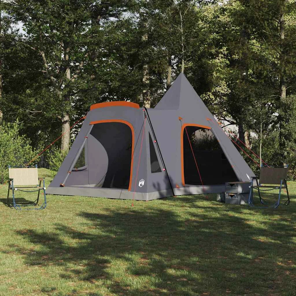 Teepee palapinė 5 žmonėms 5 asmeniui Pilka ir oranžinė