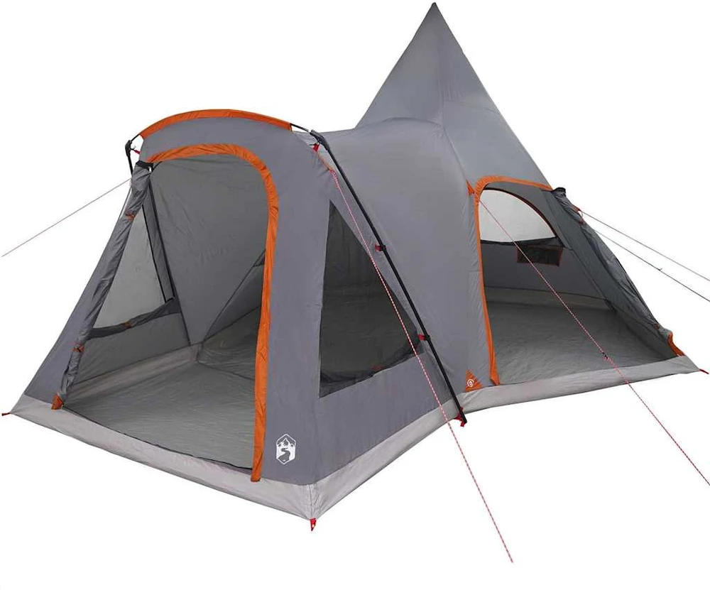 Teepee palapinė 5 žmonėms 5 asmeniui Pilka ir oranžinė