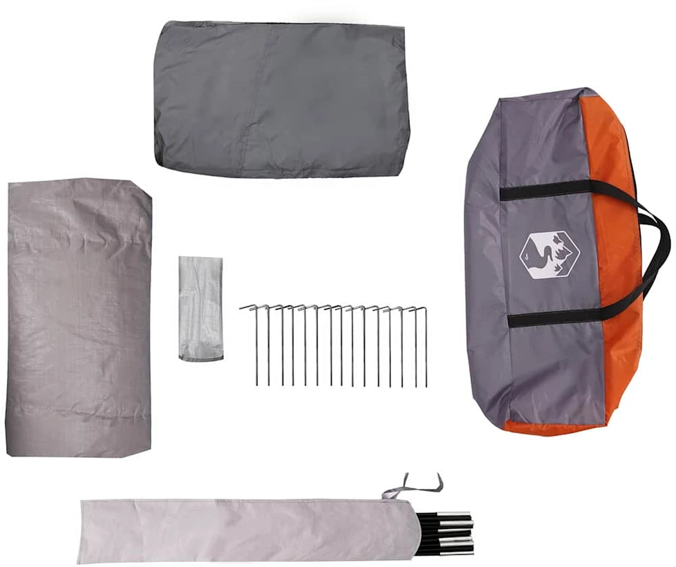 Teepee palapinė 5 žmonėms 5 asmeniui Pilka ir oranžinė