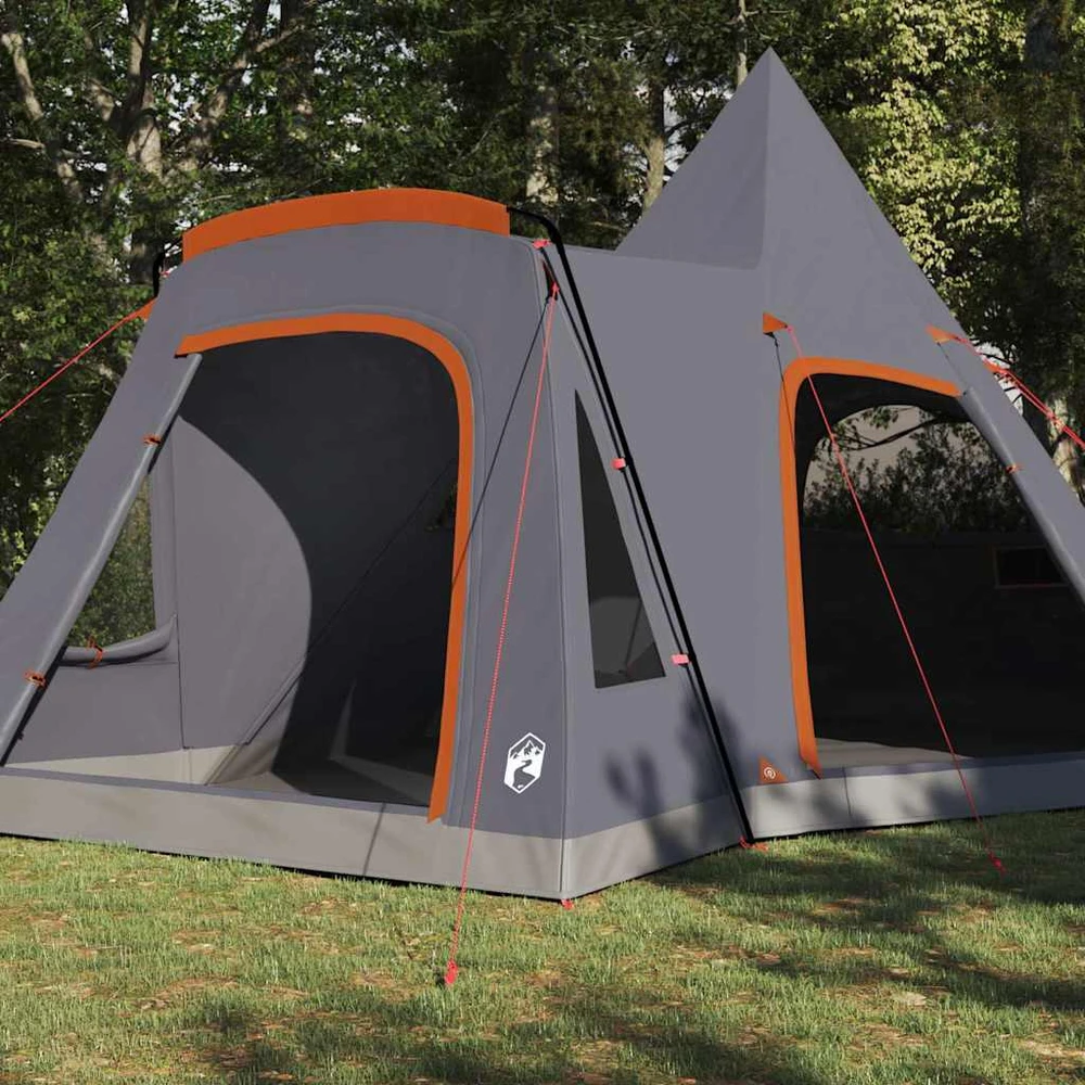 Teepee palapinė 5 žmonėms 5 asmeniui Pilka ir oranžinė